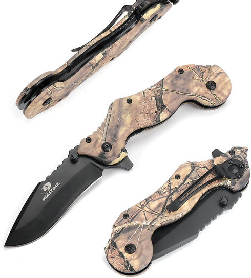 Mossy Oak Folding Tactical Pocket Knife for Men, Camo Pocket Knife with 3 Inch Stainless Steel Drop Point Blade, EDC Tool with Clip...