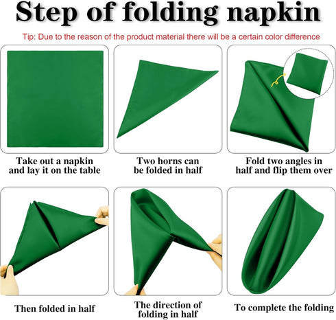 ANECO 12 Pieces Satin Napkins Soft Dinner Napkins Square Table Napkins 17 x 17 Inches for Restaurant Weddings Party Dinner Decoration(Forest Green...