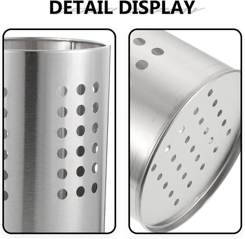 DOITOOL 2PCS Stainless Steel Kitchen Utensil Holders for Countertop Spoon Holder Silverware , Chopsticks Holder Spoon and Fork Holder for Restaura...