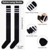 Moon Wood Women Thigh High Socks Extra Long Warm Knit Over Knee High Boot Stockings Striped Thigh Highs Leg Warmers...