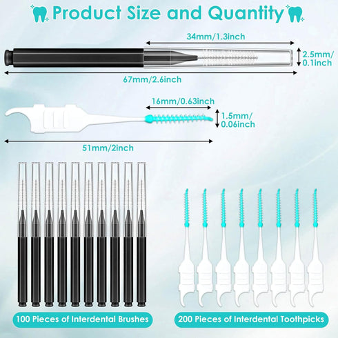 300PCS Interdental Brushes for Braces, Soft and Bendable Dental Brush for Orthodontic Braces, Braces Cleaner Brush Tooth Pick Teeth Flossers Brush...