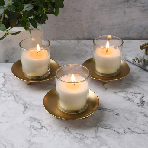 Iron Plate Candle Holder, Gold, Decorative Iron Pillar Candle Holder, Set of 3,Candle Stand for Wax Candles...