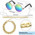 7 Pieces Dog Costume Set Include Adjustable Gold Pet Chain and Funny Cute Cat Small Dog Sunglasses Retro Pet Sunglasses for Cat Puppy Small Medium...