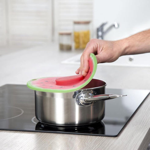 Charles Viancin - Watermelon Silicone Lid for Food Storage and Cooking - 11''/28cm - Airtight Seal on Any Smooth Rim Surface - BPA-Free - Oven, Mi...