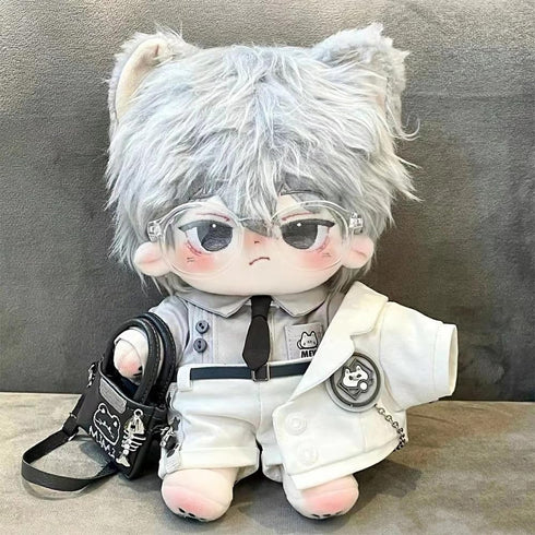 niannyyhouse 20cm Plush Doll Clothes Hat Coat Shirt Pants Backpack Glasses White Cat Set 8in Doll Accessories Dress Up...