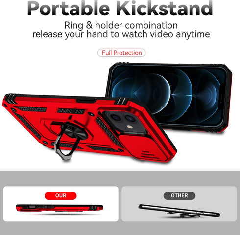 SunStory for iPhone 12/13 Mini Case with HD Screen Protector & Slide Camera Cover & Kickstand,iPhone 13 Mini Phone Case,iPhone 13 Mini Phone Case ...