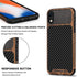 TENDLIN Compatible with iPhone XR Case Wood Grain with Carbon Fiber Texture Design Leather Hybrid Slim Case Compatible with iPhone XR (Carbon & Le...