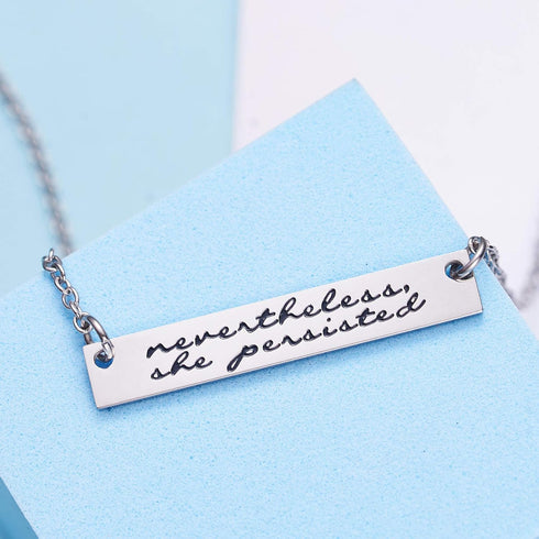 LParkin Nevertheless She Persisted Feminism Feminist Pantsuit Nation Solidarity Unity Political Affirmation Necklace (Bar-Necklace)...