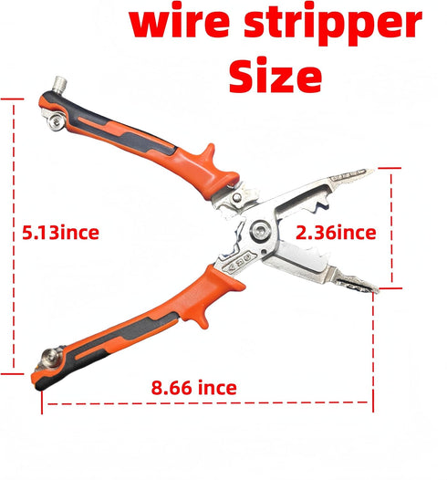 9in1 Wire Stripper Pliers Tool with Tail Cutter, 8"Multifunctional Wire Stripping Crimping Tool for Electrician & Lineman...