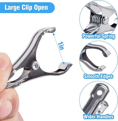 55pcs Garden Clips - 1in Large Open Stainless Steel Greenhouse Clips, Hoops Clamps for Shade Cloth Film Plant Netting, Grip Strong Heavy Duty Meta...