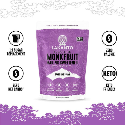 Lakanto Baking Monk Fruit Sweetener with Erythritol - Baking Sugar Substitute, Zero Calorie, Keto Diet Friendly, Zero Net Carbs, Extract, Sugar Re...