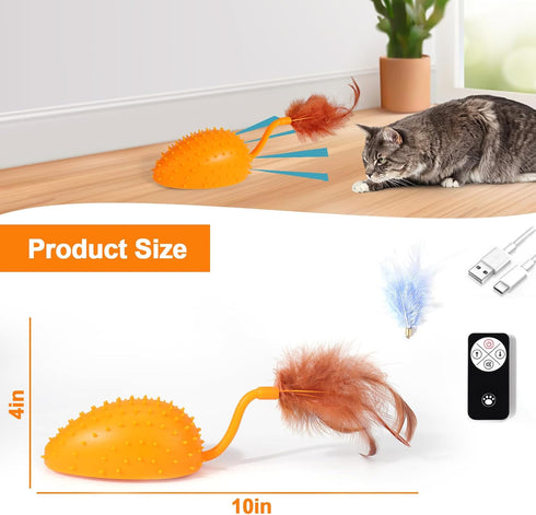 BABORUI Upgraded Cat Interactive Toy, Remote Control Mouse Toy, Automatic Cat Mouse Toys with Feathers, Moving Smart Cat Toy Car for Indoor Cats, ...