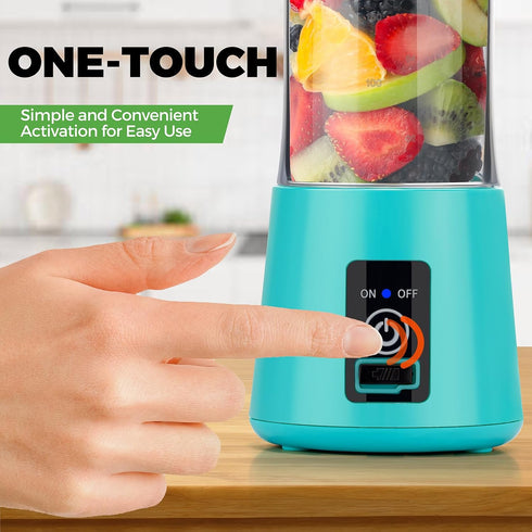 Personal Blender for Shakes and Smoothies, USB Rechargeable Shaker, Portable Juicer with Six Cutters, 380ML Juice Bottle for Travel Gym?Teal?...
