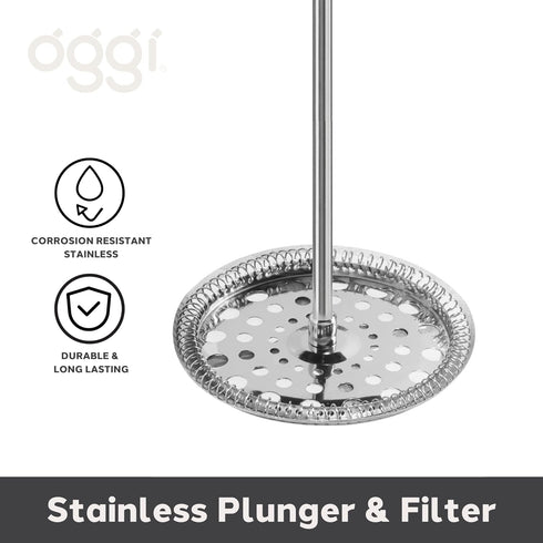 Oggi French Press Coffee Maker (12oz)- Borosilicate Glass, Coffee Press, Single Cup French Press, 3 cup Capacity, Olive...