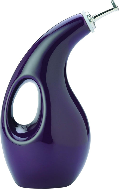 Rachael Ray Solid Glaze Ceramics EVOO Olive Oil Bottle Dispenser with Spout, One Size, Purple...
