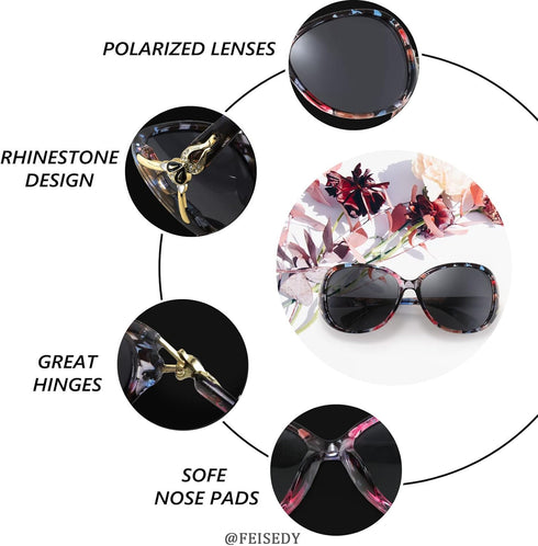 FEISEDY Women Oversized Polarized Sunglasses Ladies Large Shades Classic Fox Sunglasses B2730...