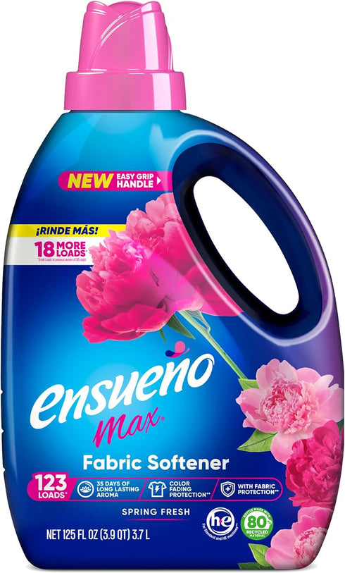Ensueño - Max Liquid Fabric Softener- With Long-Lasting Freshener And Wrinkle Eliminating formula, Spring Fresh Scent - (125 oz)...