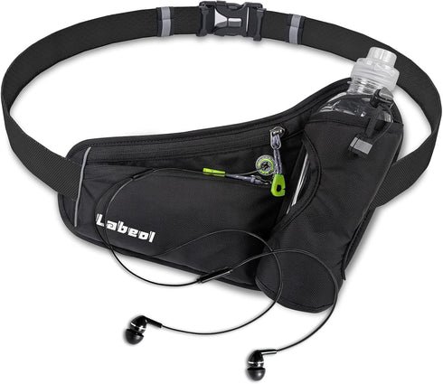 Labeol Waist Pack, Waterproof Hydration Belt with Water Bottle Holder, Adjustable Fanny Pack for Running, Hiking, Walking, Cycling, Black...
