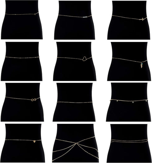 12Pcs Sexy Waist Belt Belly Chains for Women Bikini Body Chain Beach Jewelry Set...