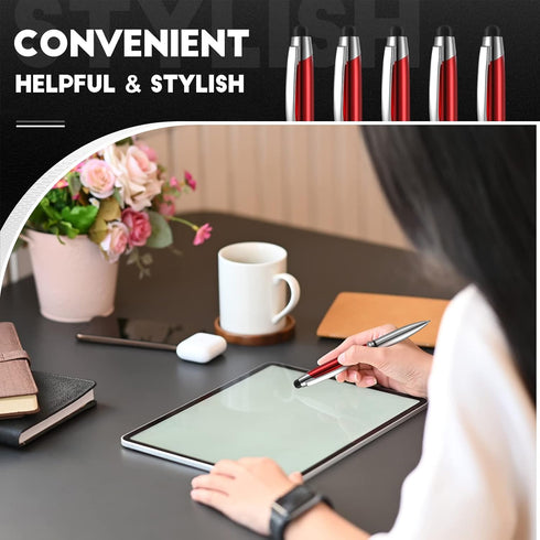 5 Pieces Stylus Pen for Touchscreen Devices Multi-Function Capacitive Pen with LED Flashlight Writing Pens with Ballpoint 3 in 1 Metallic Pens wit...