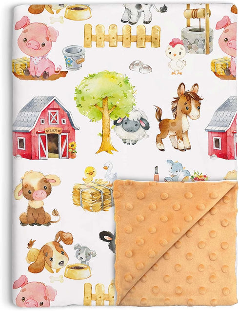 Farm Baby Blankets for Boys Girls, Soft Minky Blanket with Double Layer Dotted Backing, Newborn Travel Blanket for Toddler Nursery Crib Stroller, ...