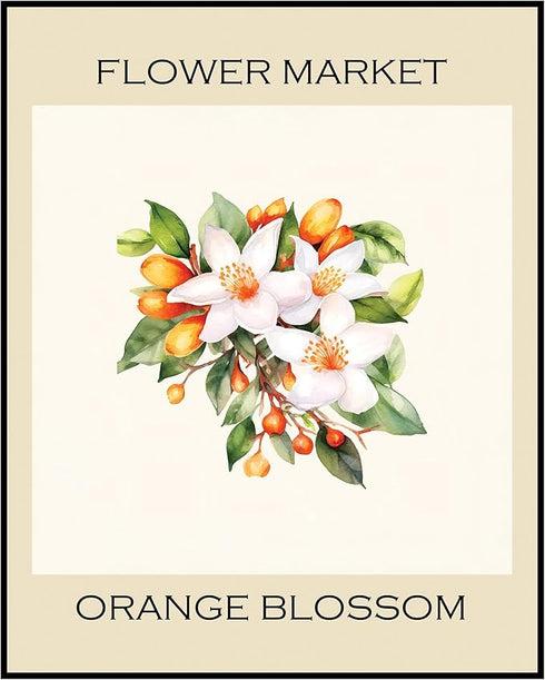 Posterizer 1 pcs-Orange blossom flower market pastel print-Collectibles & Fine Art-Floral & Botanical Art-Living Room Bedroom Decor- unframed wall...
