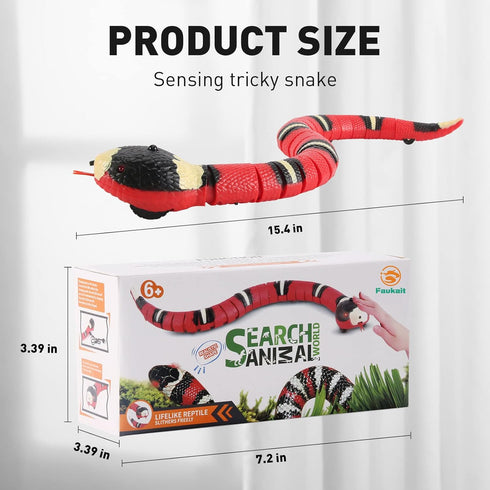 Smart Sensing Snake Toy,Interactive Toys Snake for Kids, Cats&Dog Kitten Toys USB Rechargeable Electric Simulation Slithering Serpent Realistic Sn...