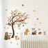 decalmile Forest Animals Tree Wall Decal Fox Deer Fall Leaves Wall Stickers Baby Nursery Kids Bedroom Classroom Wall Decor (H: 31 Inches...