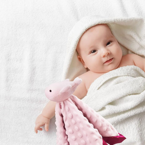 Baby Pink Whale Soft Stuffed Animal Security Blanket, Plush Whale Character Lovey Blanket, Baby Shower/Nursery Gift, Cuddly Newborn, Infant, Toddl...