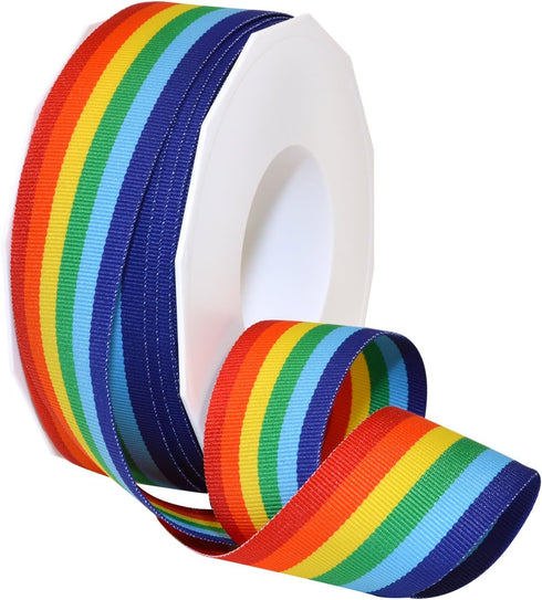 Morex Ribbon 99509/20-815 Grosgrain 1.5" X 20 YD Polyester Striped Rainbow Ribbons for Crafts, Grosgrain Ribbon Pride Decorations Unicorns Gifts f...