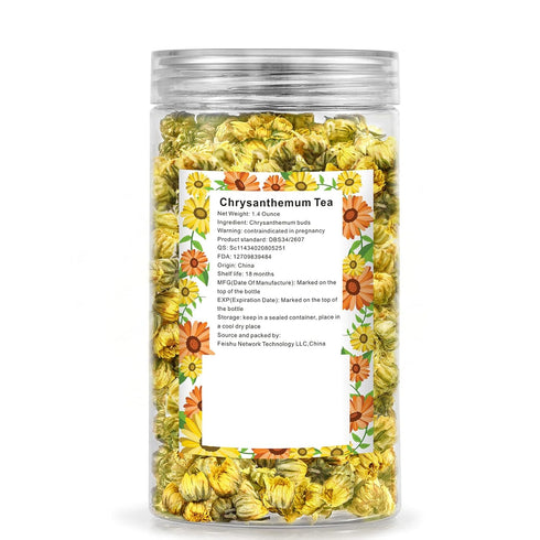 Chrysanthemum Tea, Yellow Edible Flowers, Dried Taiju Bulk, ?? Herbal Tea, Decaffeinated Natural Sweet, Ideal for Gift, 1.4 oz...