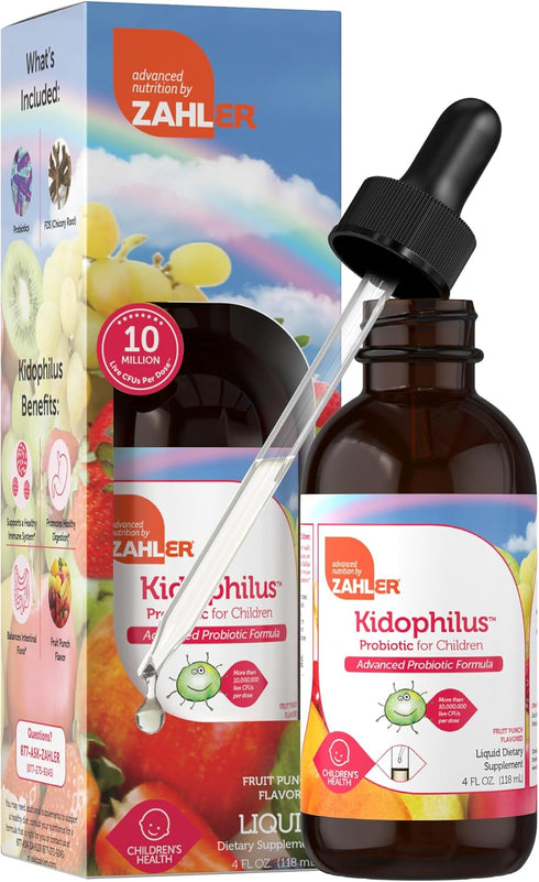 Zahler - Kidophilus Liquid Drops Probiotics for Kids (4 Fl Oz) Certified Kosher Kids Probiotic for Healthy Digestion & Immune Support - Fruit Punc...