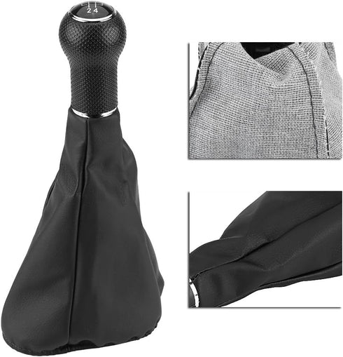 Keenso 5 Speed & 6 Speed Gear Shift Knob Gaiter Boot, Auto Manual Leather Replacement Kit Dustproof Cover for 3 Jetta MK3 1991-1998(5 Gear)...