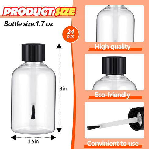 24 Pcs Plastic Empty Glue Bottles with Brushes 1.7 oz Art Empty Paint Bottles Glue Toddlers Kids Art Crafts Supplies Jar Set for Classroom Kinderg...