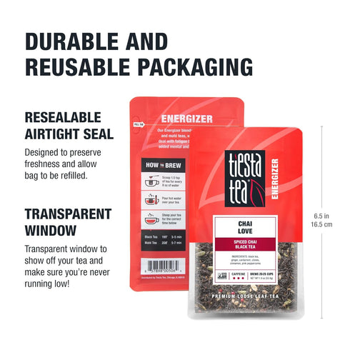 Tiesta Tea - Chai Love, Loose Leaf, Spiced Chai Black Tea, Premium Blend, High Caffeinated Black, Make Hot or Iced Brews Up to 25 Cups, 1.9 Ounce ...