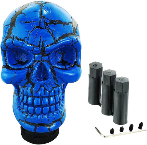 Abfer Car Gear Shifter Knob Skull Car Accessories Stick Shift Knobs with Black Pattern Fit Most Manual Automatic Vehicle (Blue)...