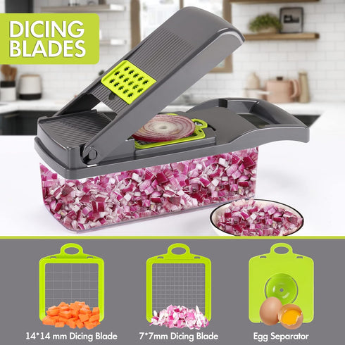 Ourokhome Vegetable Chopper, 12 in 1 Professional Mandoline Slicer for Kitchen, Multifunctional Food Chopper Cutter for Onion, Potato, Tomato, Veg...