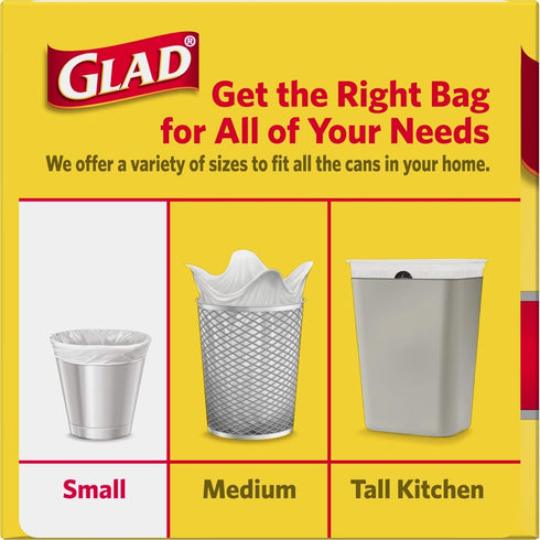 Glad Trash Bags, Small Garbage Bags - 4 Gallon White Trash Bag - 30 Count...