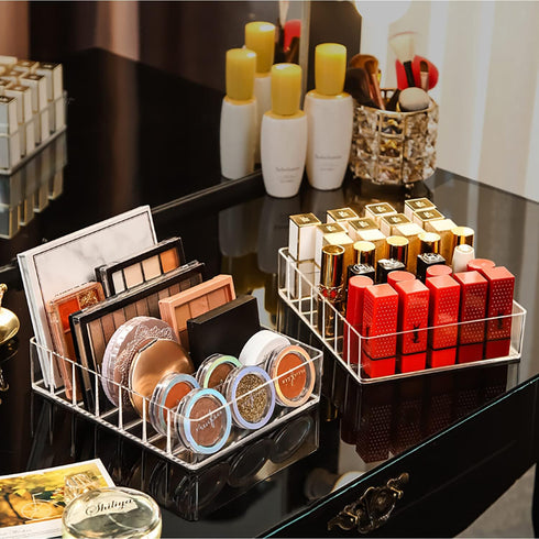 JessLab Eyeshadow Palette Makeup Organizer, Acrylic 7-Section Divided Make up Organizers and storage for Bathroom Vanity Countertop, Transparent, ...