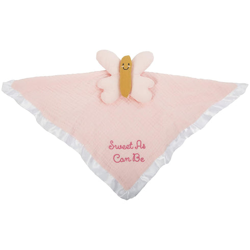 C.R. Gibson BLOV-24248 Pink Butterfly 100% Cotton Muslin Baby Lovey for Girls, 5" W x 14" L, Pink...