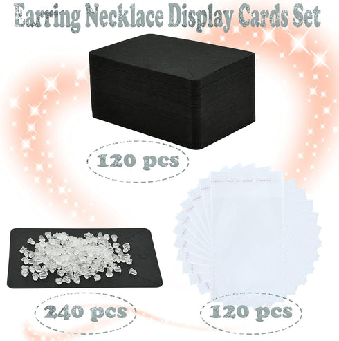 120 Set Earring Holder Cards Necklace Display Cards with 120 Pcs Self Sealing Bags and 240 Pcs Earring Backs for Earring Necklace Display(3.5 x 2....
