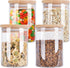 4 Pack Glass Storage Jars with Airtight Bamboo Lid, 27 OZ Glass Kitchen Canisters, Clear Container for Coffee Bean Storage, Dry Goods, Cookie, Can...