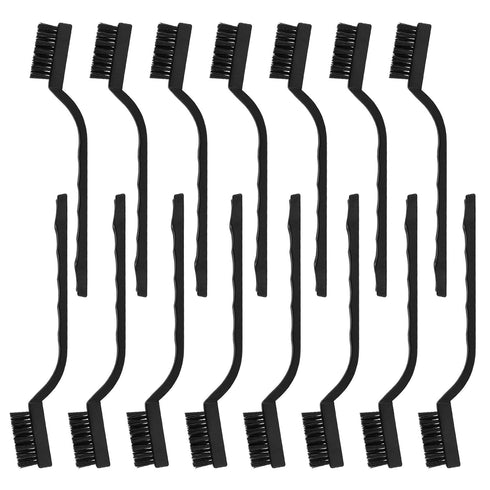 15 Pcs Mini Nylon Wire Brush Set for Cleaning Welding Slag Rust, Wire Bristle Scratch Brush Set, Curved Handle Brushes...