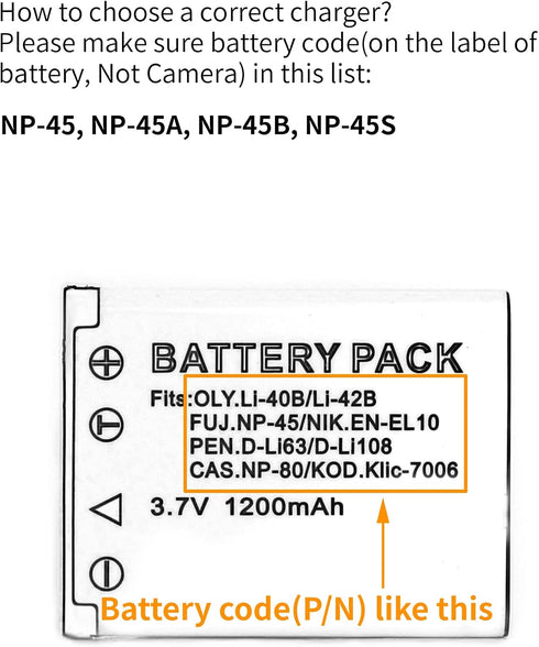 NP-45 LCD USB Charger for Fujifilm FinePix JX250, JX400, J38, J10, J20, JX520, JX580, JX300, JX680, JX370, JV200, JV100, JZ250, JZ100, JZ300, T550...