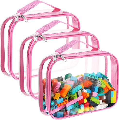 Sanwuta 3 Packs Toy Storage Bags with Zipper, Clear PVC Organizing Bags, Waterproof Toy Bags for Board Games, Building Blocks, Toys and Kids Books...