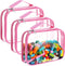 Sanwuta 3 Packs Toy Storage Bags with Zipper, Clear PVC Organizing Bags, Waterproof Toy Bags for Board Games, Building Blocks, Toys and Kids Books...