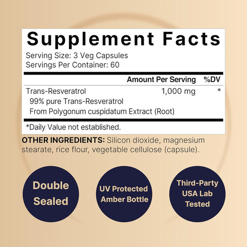 NatureBell Resveratrol Supplement 1000mg Per Serving, 180 Veggie Capsules, 99% Pure Trans-Resveratrol, Antioxidant for Healthy Aging, Brain & Hear...