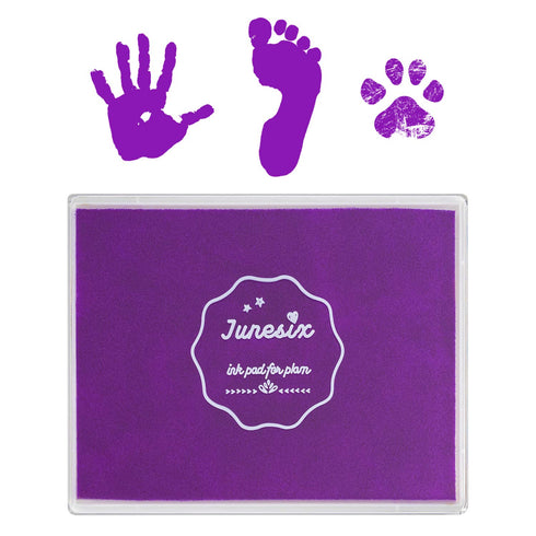 Ink Pad, 5x4'' Washable Non-Toxic Ink Stamp Pad for Baby Footprint Handprint, Purple...