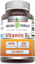 Amazing Formulas Vitamin B6 Pyridoxine 100mg 250 Tablets Supplement | Non-GMO | Gluten Free | Made in USA...