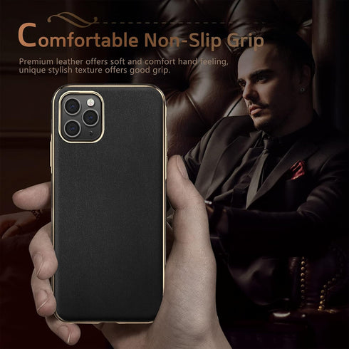 LOHASIC for iPhone 12/12 Pro Case Men, Luxury Leather Slim Business Classic Soft Grip Shockproof Bumper Full Body Protective Women Cover Cases for...